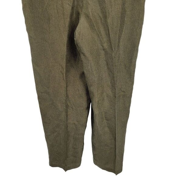 Vintage 90s High-rise Silk‎ Pants 14 Green Pinstriped Pleated Tapered - Picture 9 of 11